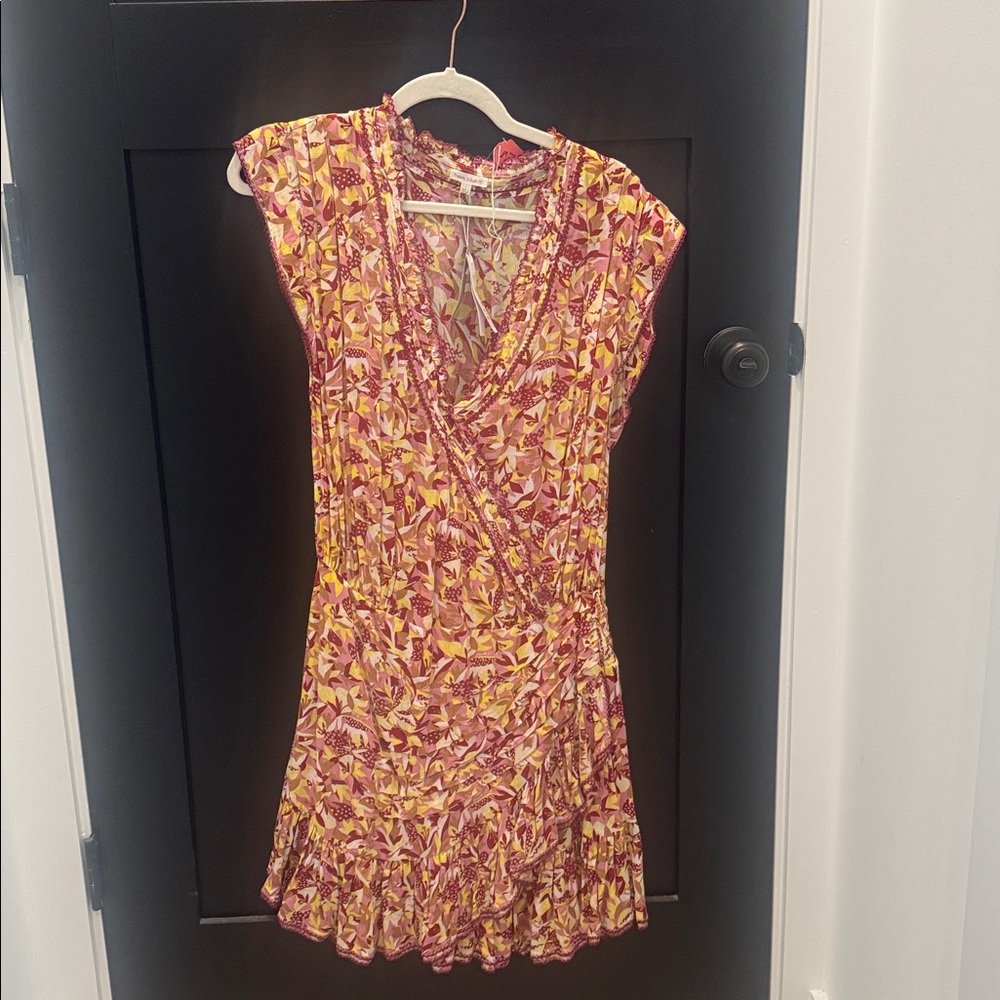 Poupette St Barth Estelle Wrap Mini Dress in Pink Floral